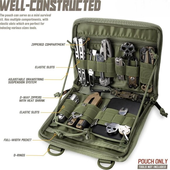 Tactical Folding Admin Pouch, Molle Tool Bag of Laser-Cut Design, Medical Bag - Picture 6 of 6